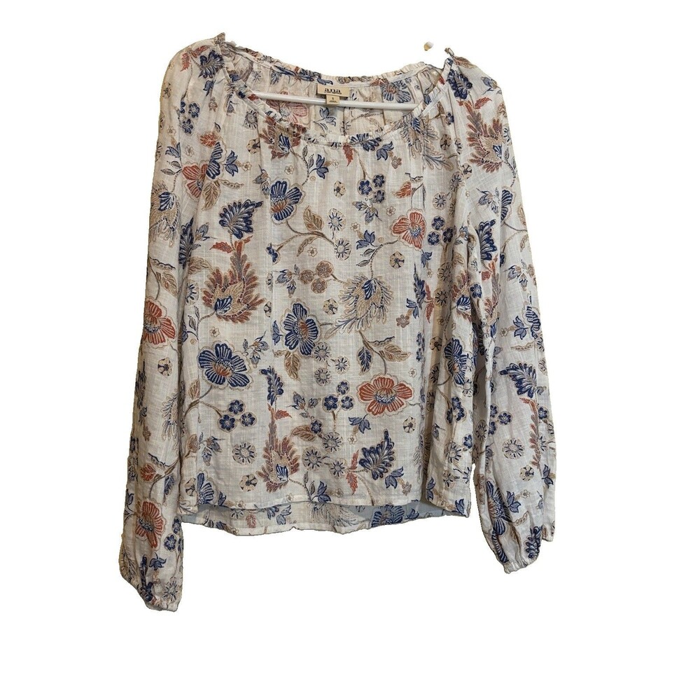 a.n.a Top Women’s Large Size S Floral Sheer Long Sleeve Spring Cottage Summer